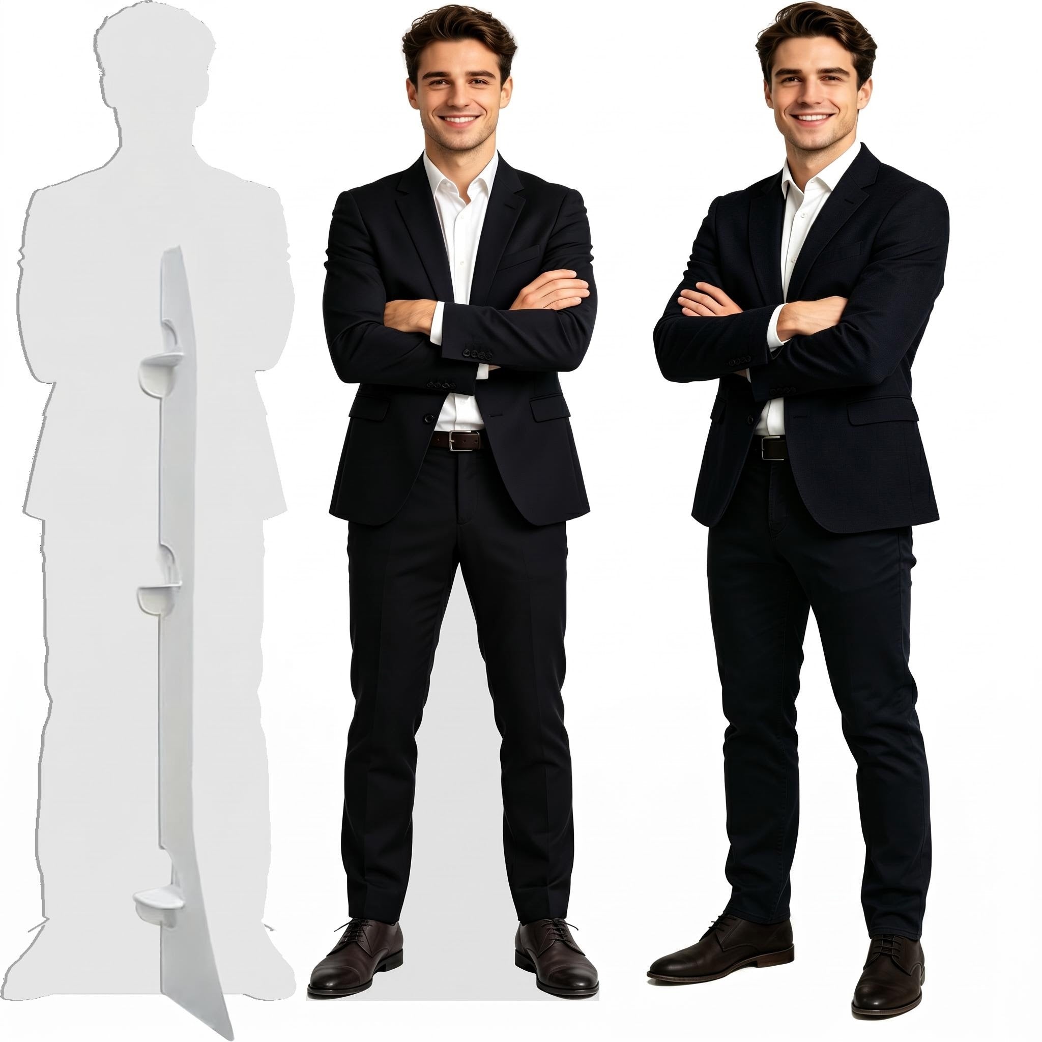 1:1 Life Size Human Cutout Standee, HD Print Full Body Figure Display Stand with Back Support for Trade Show, Fan Event, Store Theme Decoration