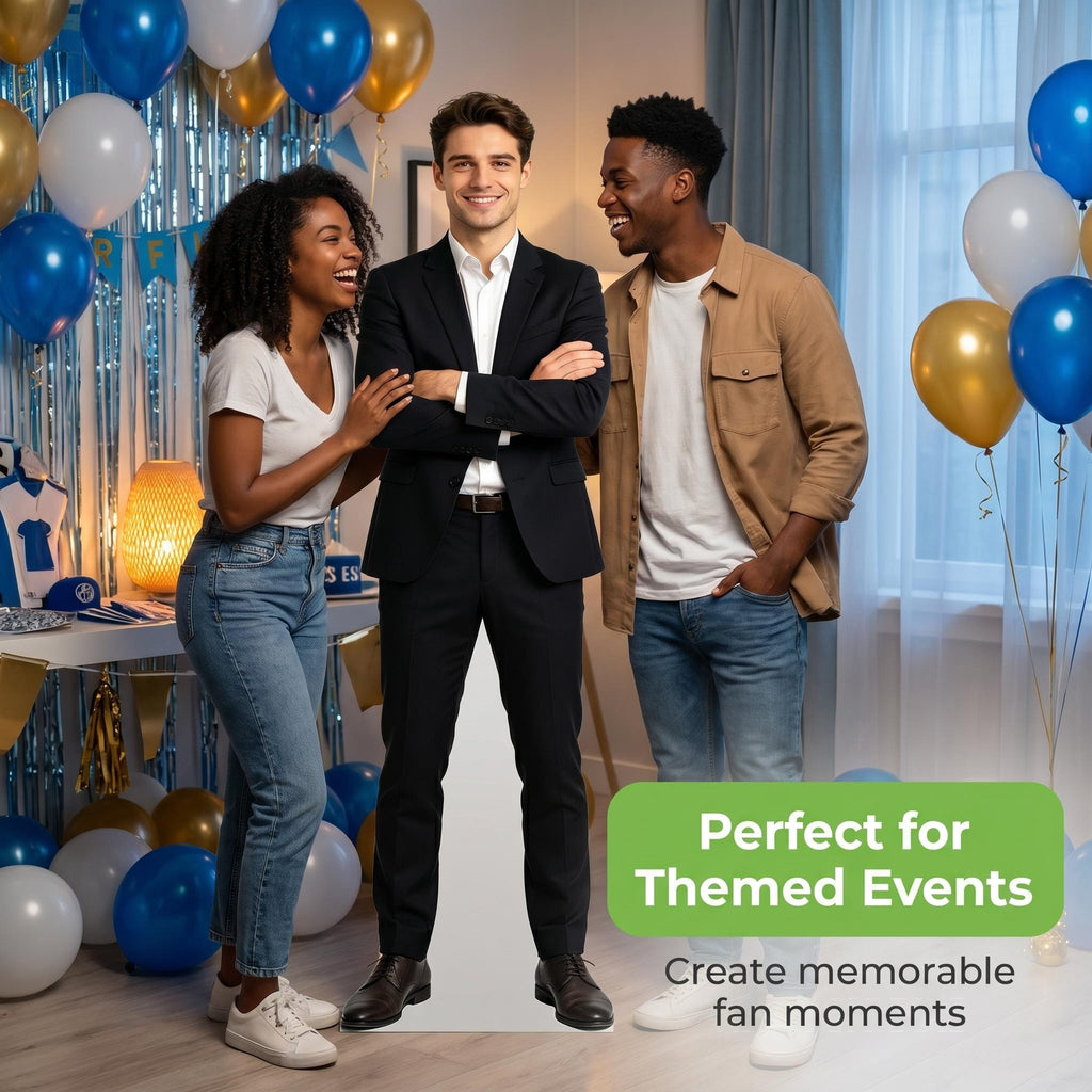 1:1 Life Size Human Cutout Standee, HD Print Full Body Figure Display Stand with Back Support for Trade Show, Fan Event, Store Theme Decoration